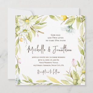 Invitación Boda cristiano de veraneo con flores de verano
