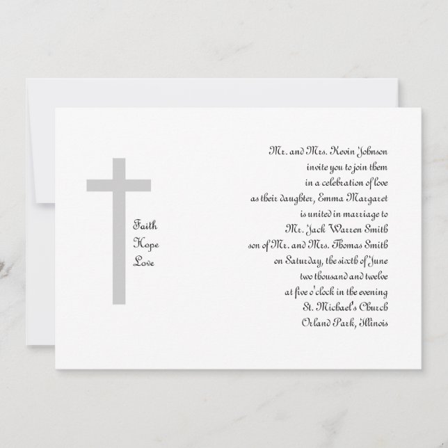 Invitación Boda cristiano Faith Hope Love Cross 2 (Anverso)