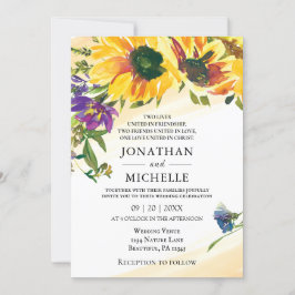 Invitación Boda cristiano floral de girasol vibrante