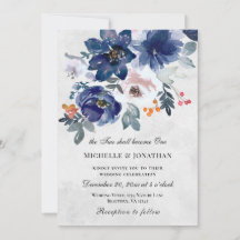 Boda cristiano floral rosa azul oscuro Rubor