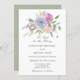 Invitación Boda cristiano floral simple morado rosado de Rubo