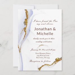 Invitación Boda cristiano moderno con oro azul oscuro