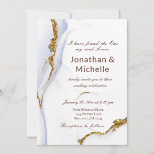 Invitación Boda cristiano moderno con oro azul oscuro