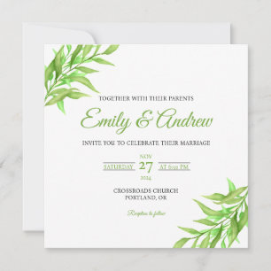 Invitación Boda Cuadrada Acuarela Floral Vid