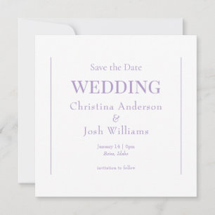 Invitación Boda Cuadrada Lavanda Save the Date