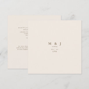 Invitación Boda Cuadrada Moderna y Simple de Crema