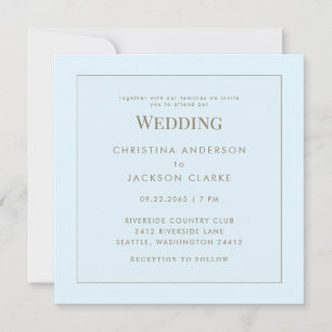 Invitación Boda Cuadrado Azul Hielo Moderno Sin Padres