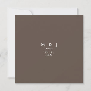 Invitación Boda Cuadrado de Chocolate Moderna y Elegante
