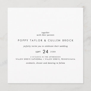 Invitación Boda cuadrado de tipografía de moda