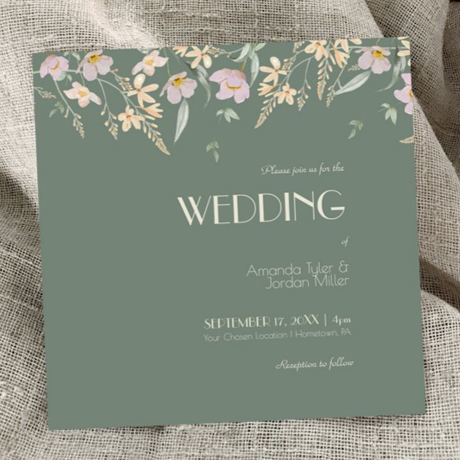 Invitación Boda cuadrado de Wildflower Sage Deco (Subido por el creador)