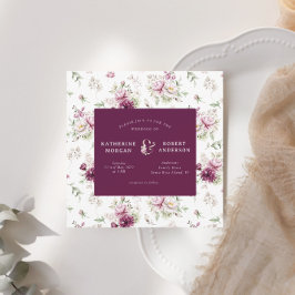 Invitación boda cuadrado floral del jardín magenta