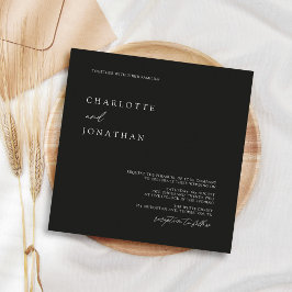 Invitación Boda cuadrado moderno Minimalista negro