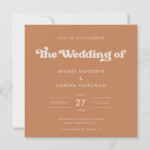 Invitación Boda cuadrado retro de azúcar marrón elegante