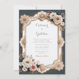 Invitación Boda Cuadro Mandala Marfil Rubor