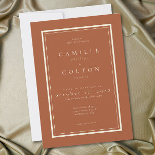 Invitación Boda Cuadro Minimalista Terracota Oxidada