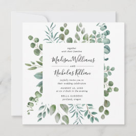Invitación Boda Cuadro Moderno de Verde | 