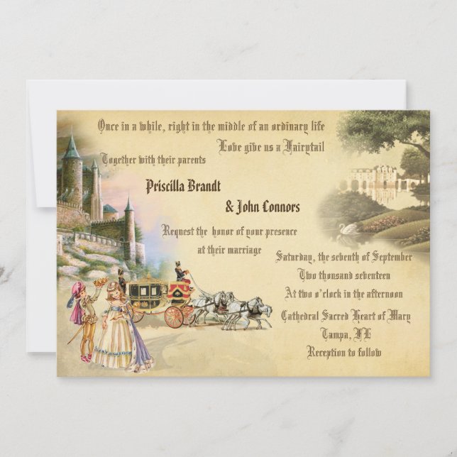 Invitación Boda cuento de hadas, creación única, romántico (Anverso)