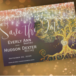 Invitación Boda Cuento de Hadas del Bosque Púrpura Dorado Sal