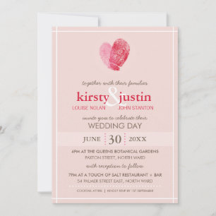 Invitación BODA CUTA INVITAR la huella digital moderna corazó