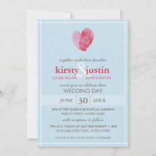 Invitación BODA CUTÁNEA INVITAR la huella digital moderna azu