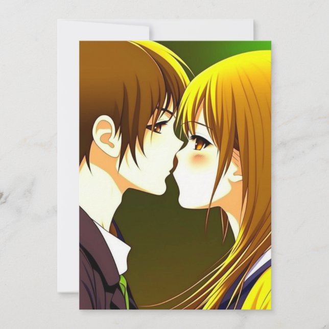 Invitación Boda Cute Anime Couple (Anverso)