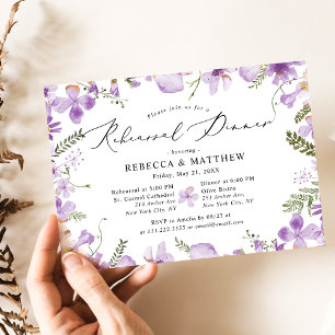 Invitación Boda Cute Purple Wildflowers Ensayo de cena