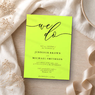 Invitación Boda Cyber Lime Jet Black Signature We Do Typo