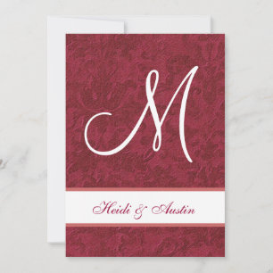 Invitación Boda Damasco de color rojo y blanco G208