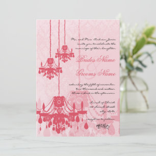 Invitación Boda Damask con araña rosa de helado de fresa
