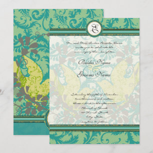 Invitación Boda Damask de aves de amor venecianas de laguna