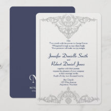 Boda Damask de plata blanca y marina