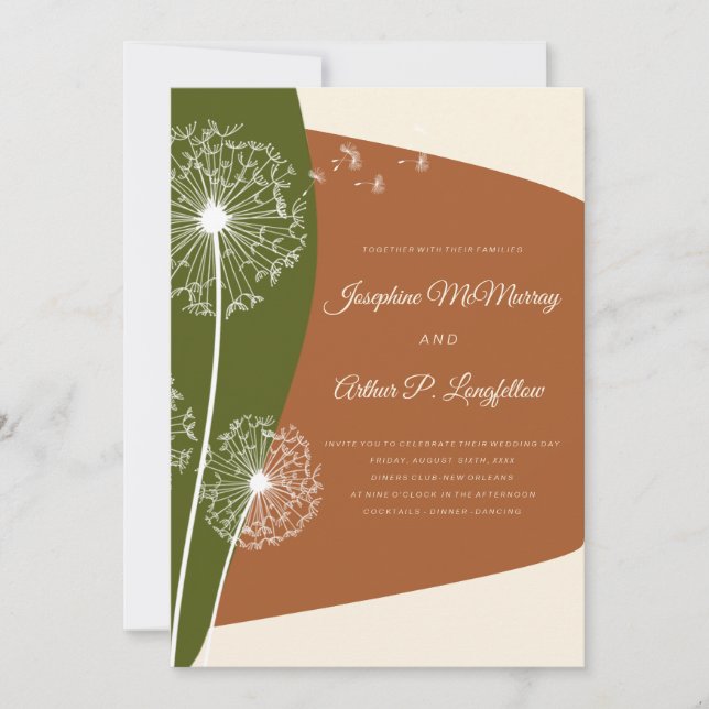 Invitación Boda Dandelion moderno (Anverso)