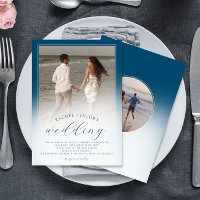 Boda de 2 Fotos Ombre Azul Oceánico Moderno