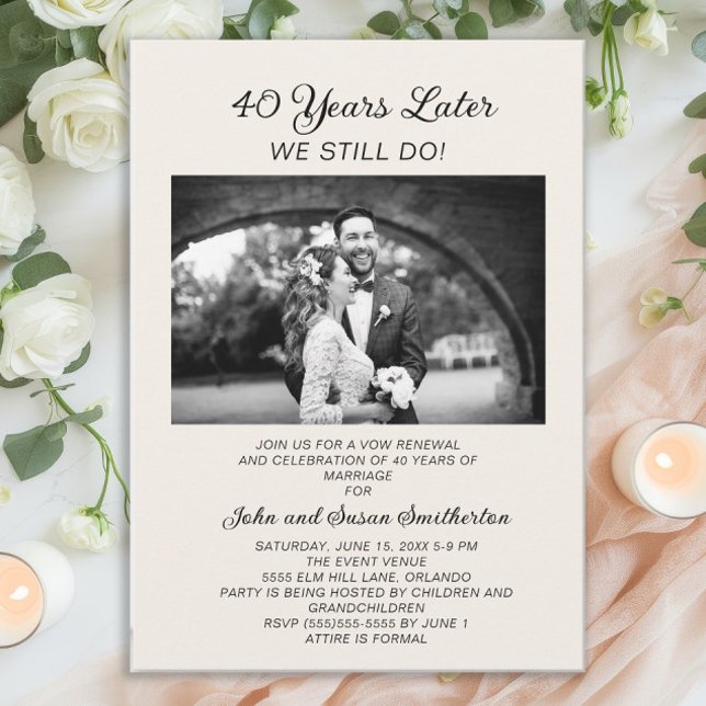 Invitación boda de 40 años vota por renovación de foto (40th Anniversary photo invitation)
