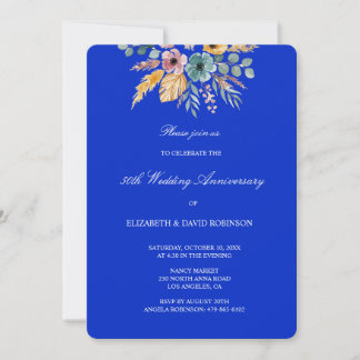 Invitación Boda de 50 años floral azul