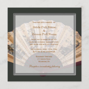 Invitación Boda de abanico de seda y bambú chino