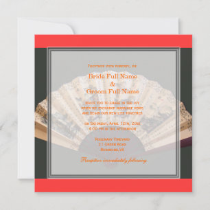 Invitación Boda de abanico de seda y bambú chino