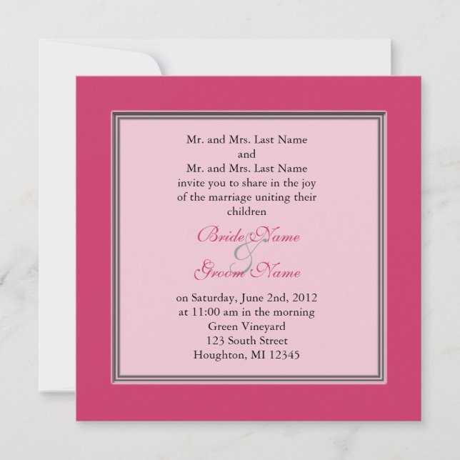Invitación Boda de abanico de seda y bambú chino rosa (Anverso)