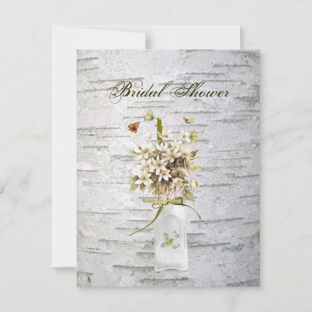 Invitación boda de abedul blanco de flor silvestre rural (Anverso)