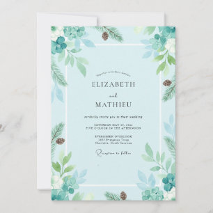 Invitación Boda de abeto de salvia helada eucalipto
