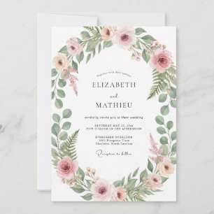 Invitación Boda de Abrazo Botánico Rosa Rubor