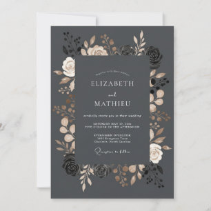 Invitación Boda de Abrazo Floral de Carbón