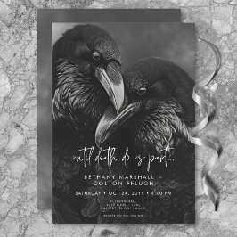 Invitación Boda de abrazo gótico negro y blanco de raven