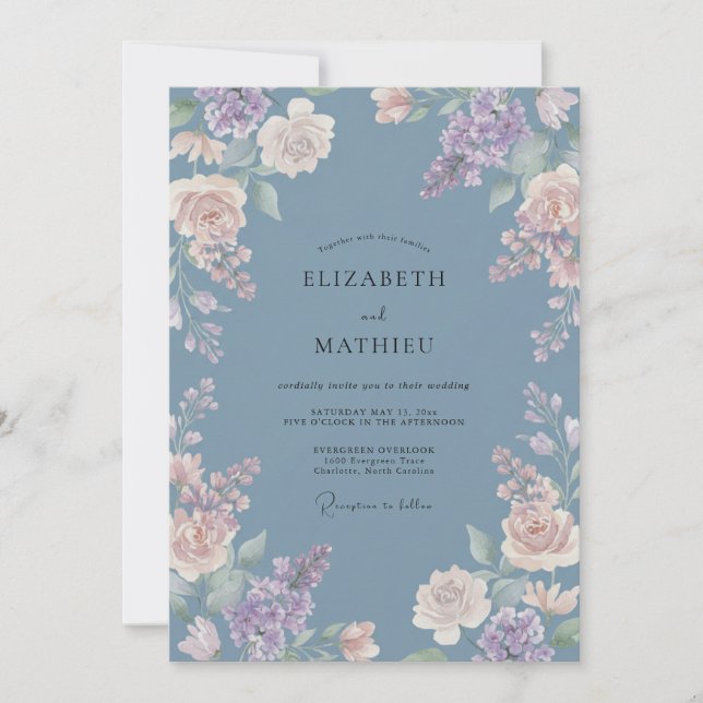 Invitación Boda de Abrazo Pintoresco de Periwinkle (Anverso)