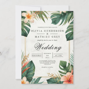 Invitación Boda de acento de la floración tropical