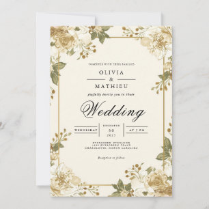 Invitación Boda De Acento Floral De Mayor Edad