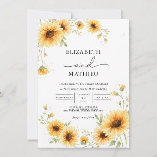 Invitación Boda de acentos del arco del girasol dorado
