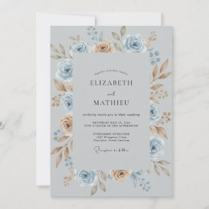 Invitación Boda de acero cobre follaje eucalipto