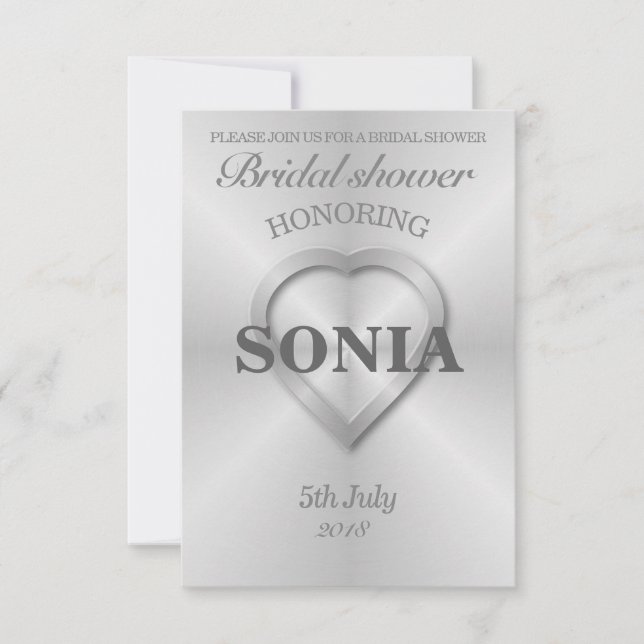 Invitación Boda de acero inoxidable cepillado (Anverso)