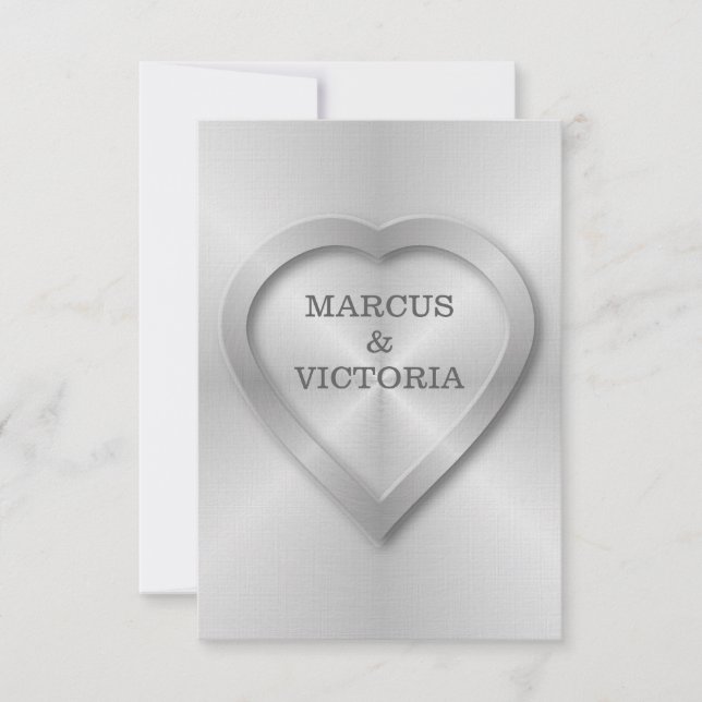 Invitación Boda de acero inoxidable cepillado (Anverso)